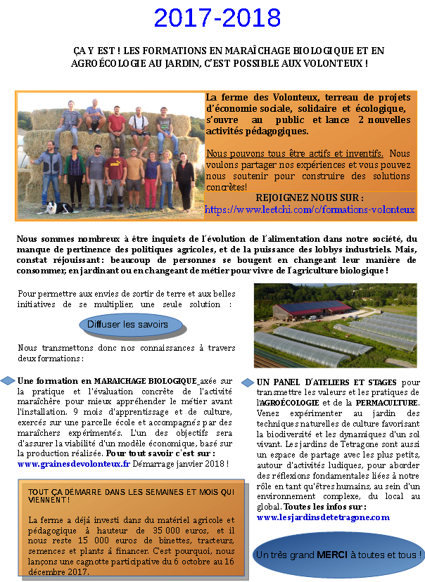 Formations à La Ferme Des Volonteux Et Financement Participatif